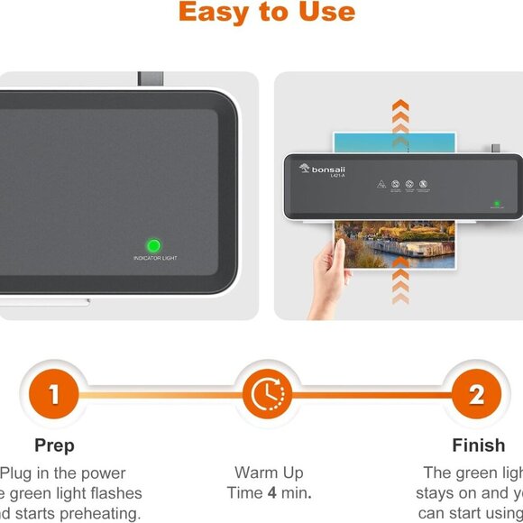 Laminator Machine with 5 Laminating Sheets, 9 Inch Thermal Laminating Machine fo - Picture 5 of 7